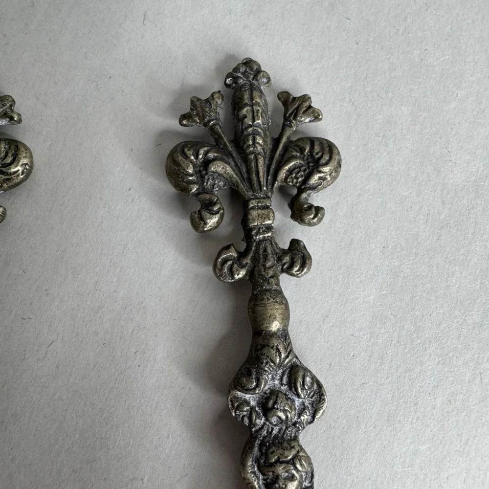 Vintage Italian Cherub Salad Servers Set Ornate Putti Fleur De‎ Lis Italy